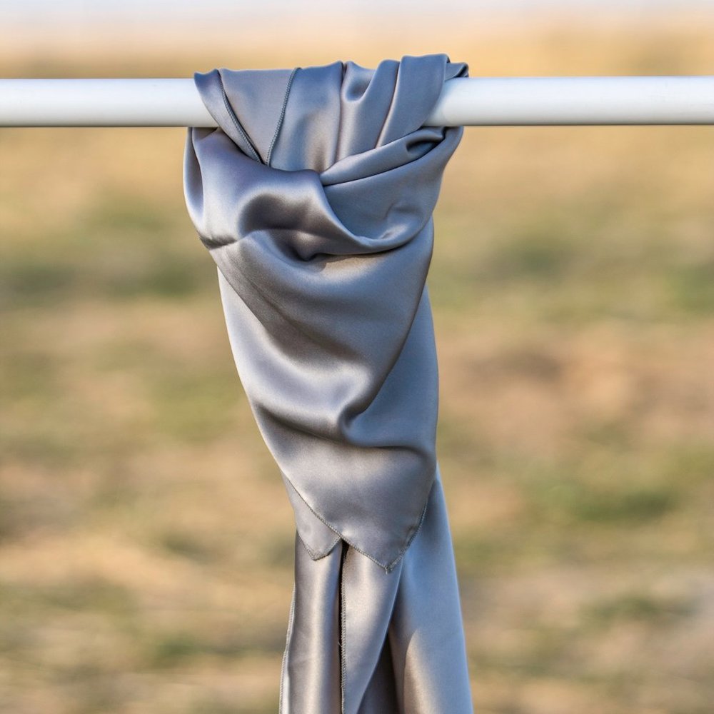Grey Silk Wild Rag Scarf